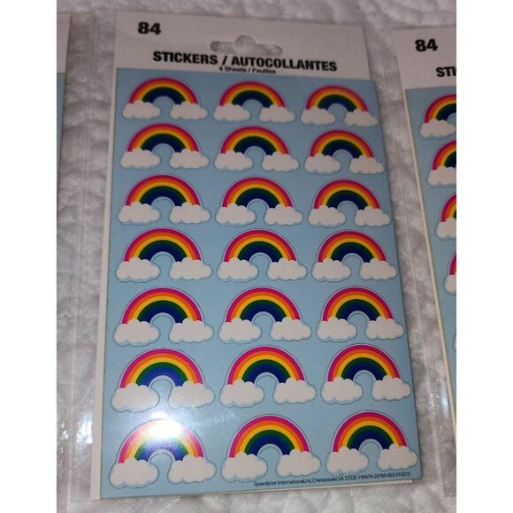 Rainbow Cloud Stickers 84 Pack Sheets Set Of 4 Vintage Sealed NOS - Picture 3 of 7